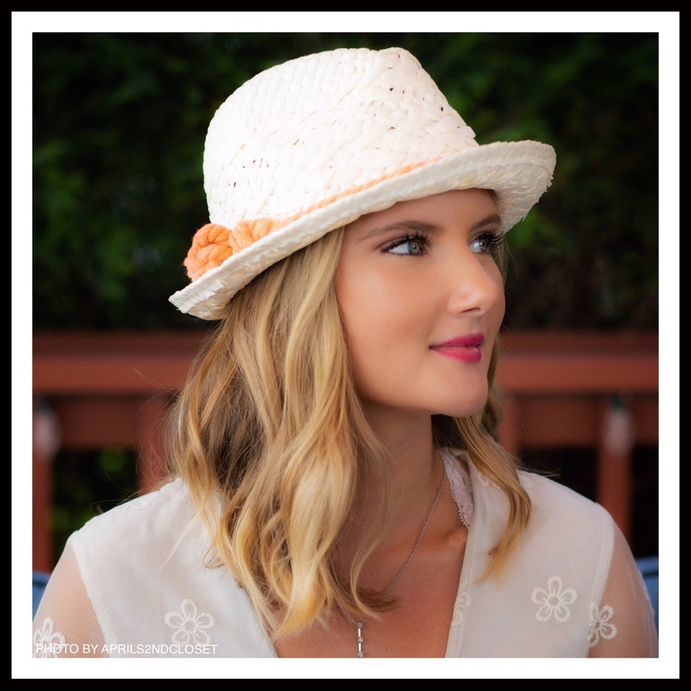 IVORY WOVEN FEDORA BOHO BOW BAND SUMMER HAT A3C - Picture 8 of 8